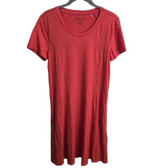 Toad&Co Windmere Short Sleeve Dress Marled Orange Tencell Blend Pockets Size S - Picture 2 of 6